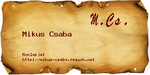 Mikus Csaba névjegykártya